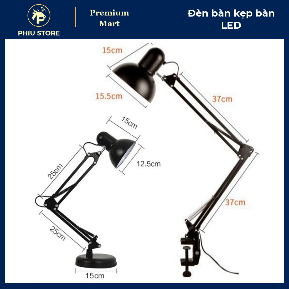 Đèn Bàn Học LED Kẹp Bàn Tay Gập Xoay 360 Độ, Đèn Đọc Sách Làm Việc Để Bàn, Bóng 7W 9W Tùy Chọn - PHIU STORE_thumbnail_1