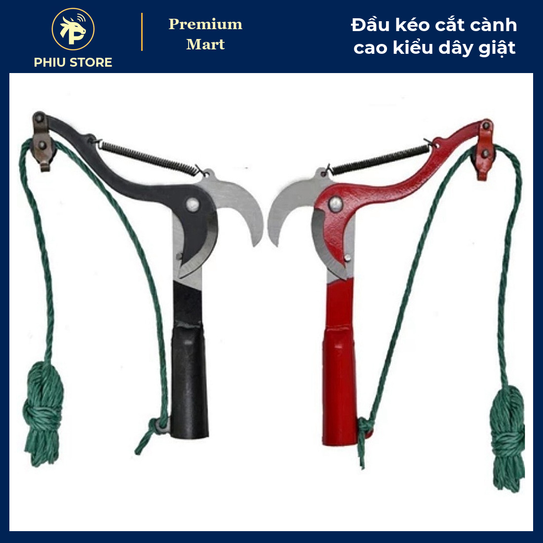 Đầu Kéo Cắt Cành Trên Cao Kiểu Dây Giật Ròng Rọc, Tra Cán 30 mm, Màu Đỏ Hoặc Đen - Không Kèm Cán - PHIU STORE