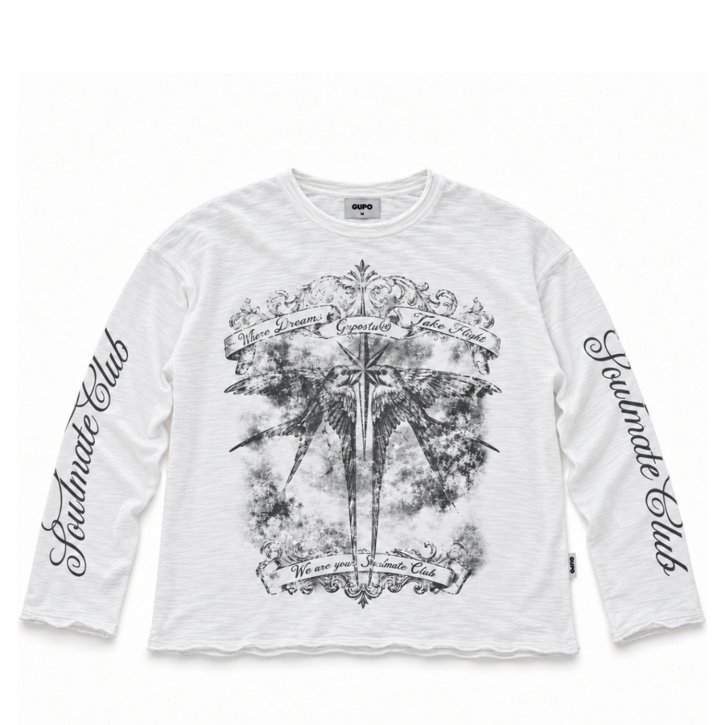 Áo Thun Xược Tay Dài GUPO Take Flight Cotton Slub Form Rộng Unisex Local Brand - ATX02_thumbnail_2