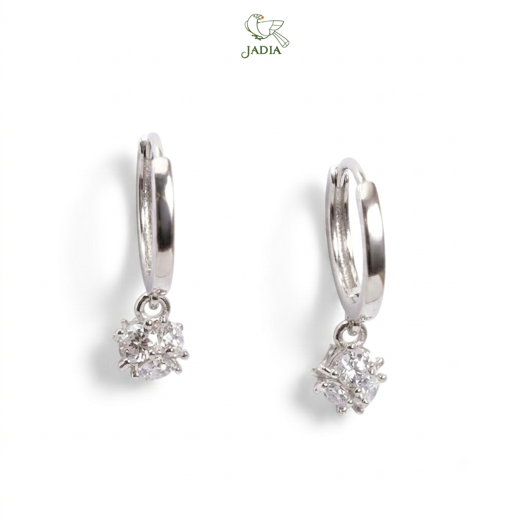  Bông tai Huggie Meteor - Bạc 925 mạ Rhodium, đính đá Zircon thả treo