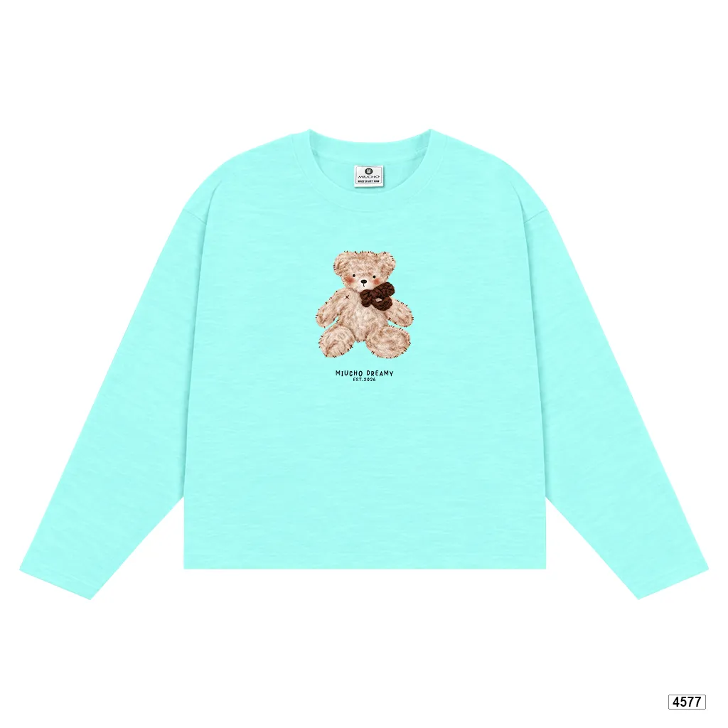 Áo thun nữ boxy tay dài Gấu Teddy dễ thương Miucho cotton xước 4577_thumbnail_9