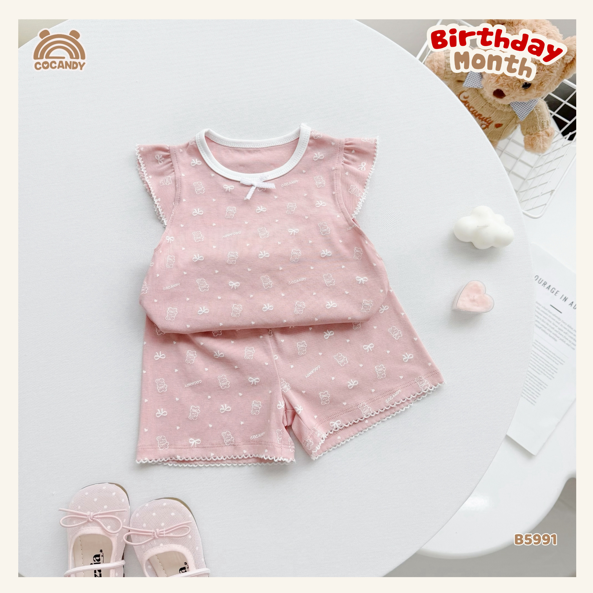 Bộ cộc thun HỒNG cánh tiên hình gấu nơ tim trắng_thumbnail_1