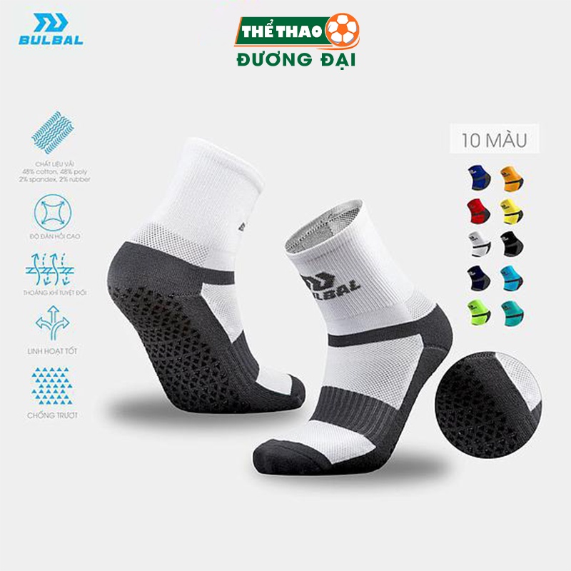 Tất Vớ Chống Trơn Bulbal (1 Đôi) Tất Đá Banh Chống Trượt Đá Bóng Lửng Chất Liệu Cotton Ngăn Mùi Hôi