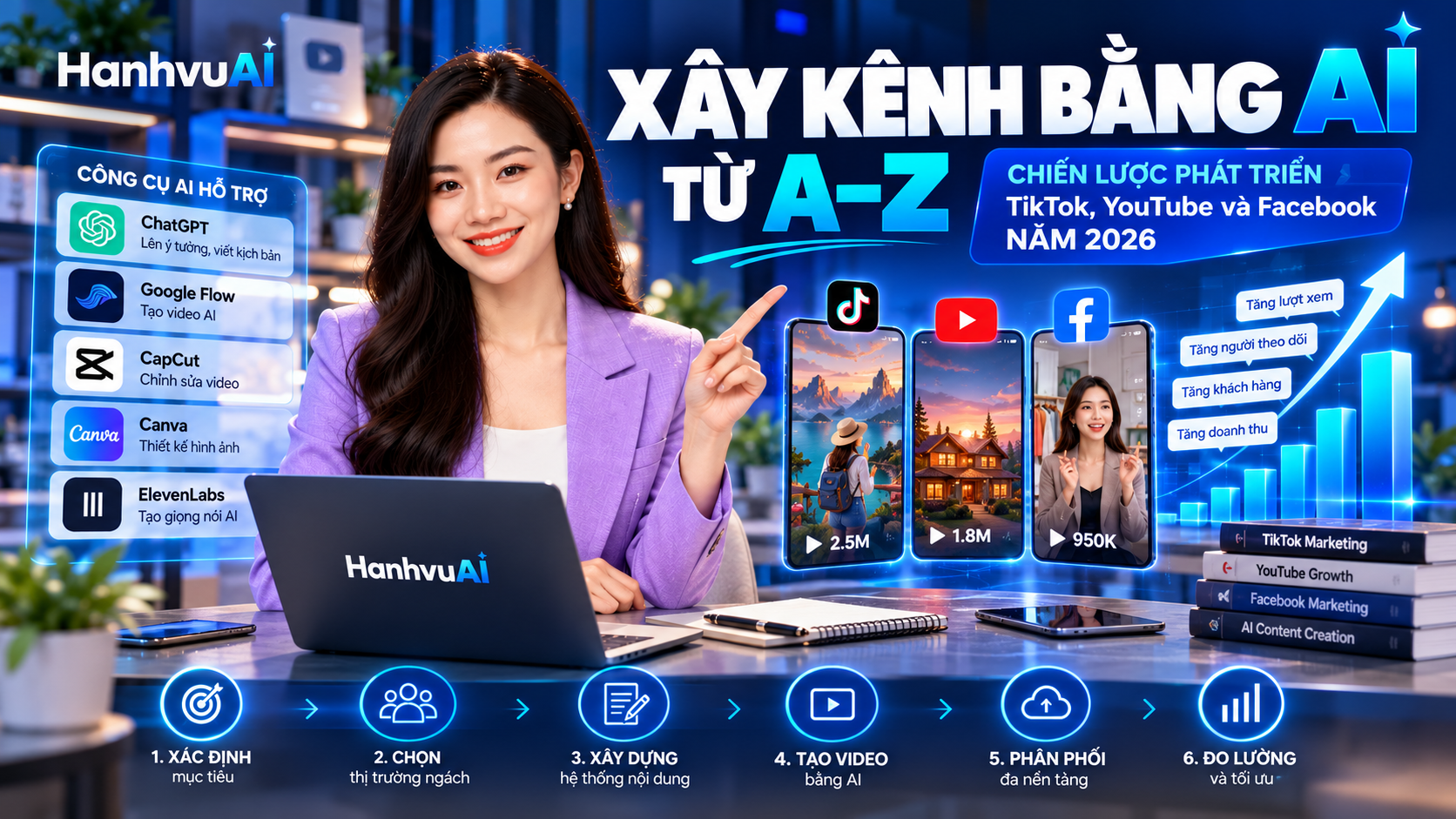 Xây Kênh Bằng AI Từ A–Z: Chiến Lược Phát Triển TikTok, YouTube Và Facebook Năm 2026
