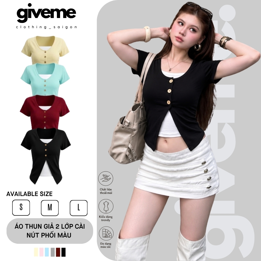 Áo thun tay ngắn phối cardigan 3 cúc - CDGN3CUC