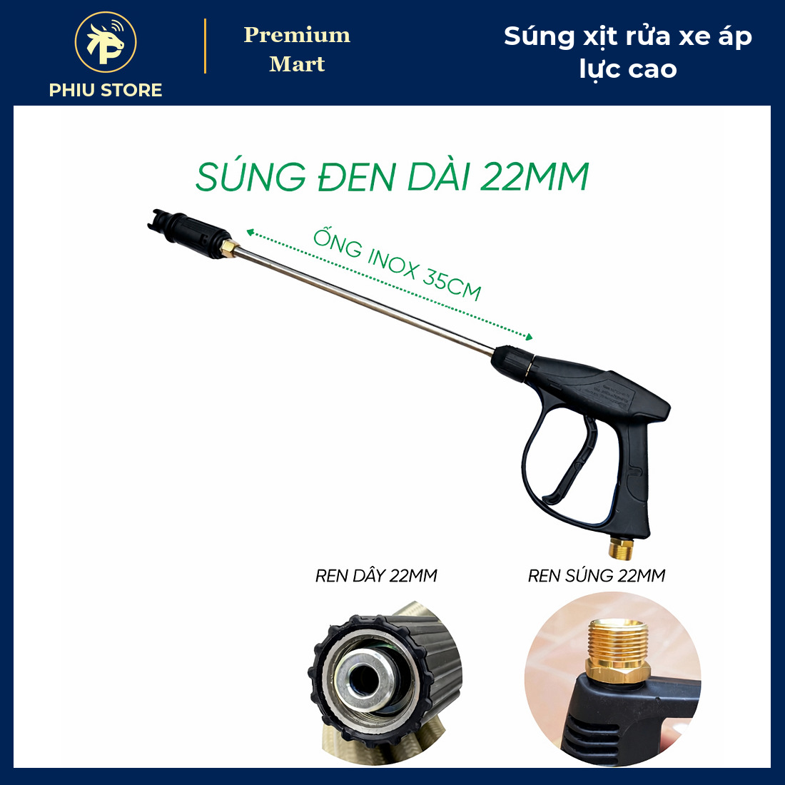 Súng Xịt Rửa Xe Áp Lực Cao, Chọn Súng Đỏ Hoặc Súng Đen, Có Bản Kèm Ống Nối Inox, Ren 22 mm Và 14 mm - PHIU STORE_thumbnail_3