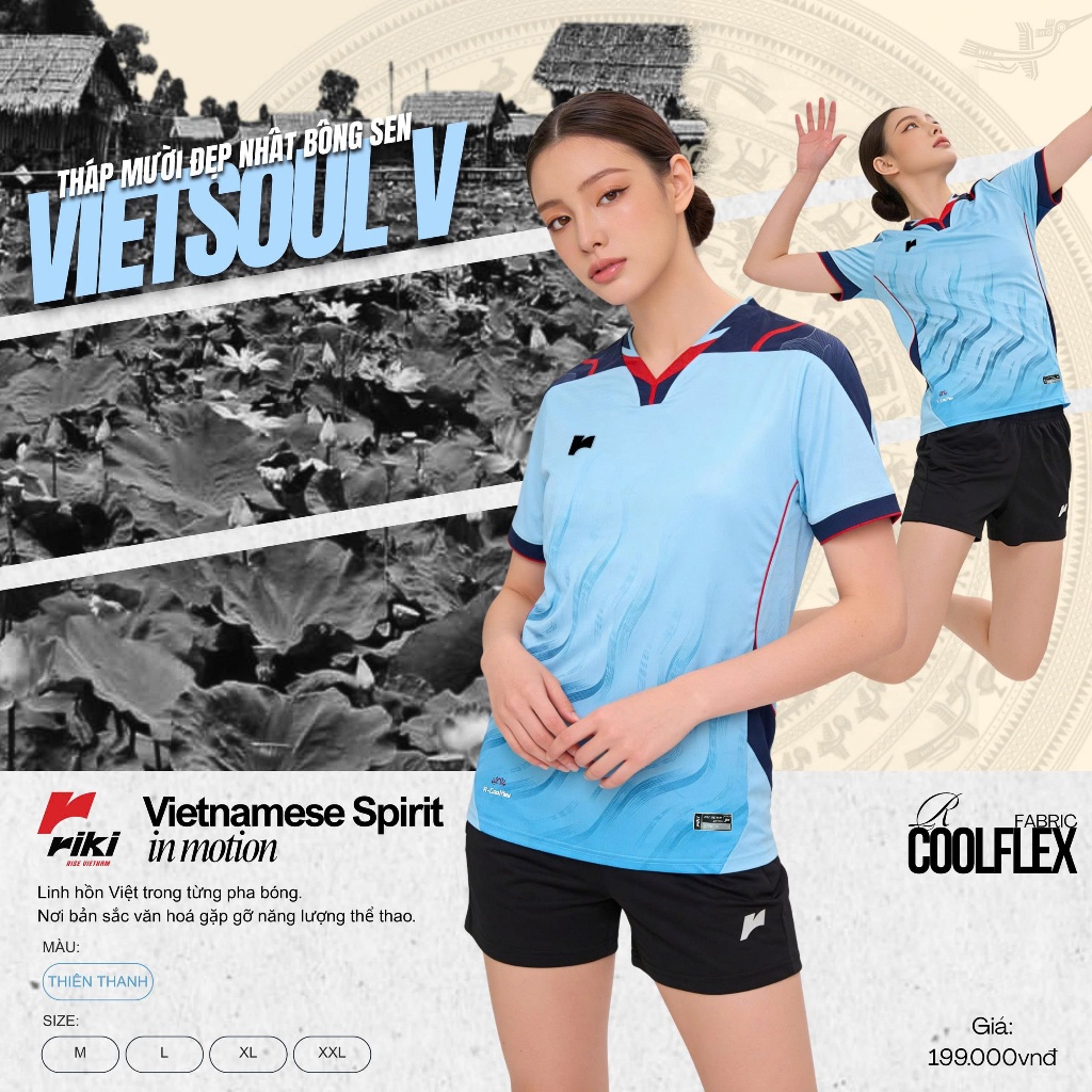 BST Quần Áo Bóng Chuyền Có Túi Riki Vietsoul V Thun Mè R-Coolflex Thể Thao Đương Đại_thumbnail_8