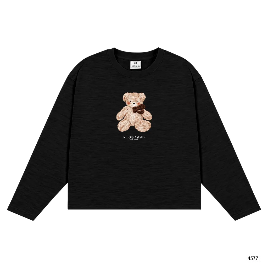 Áo thun nữ boxy tay dài Gấu Teddy dễ thương Miucho cotton xước 4577_thumbnail_7