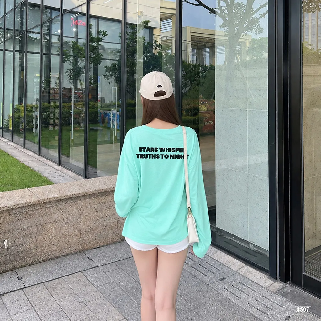 Áo thun nữ boxy tay dài cotton xước Miucho phong cách tối giản Hàn Quốc 4597_thumbnail_4