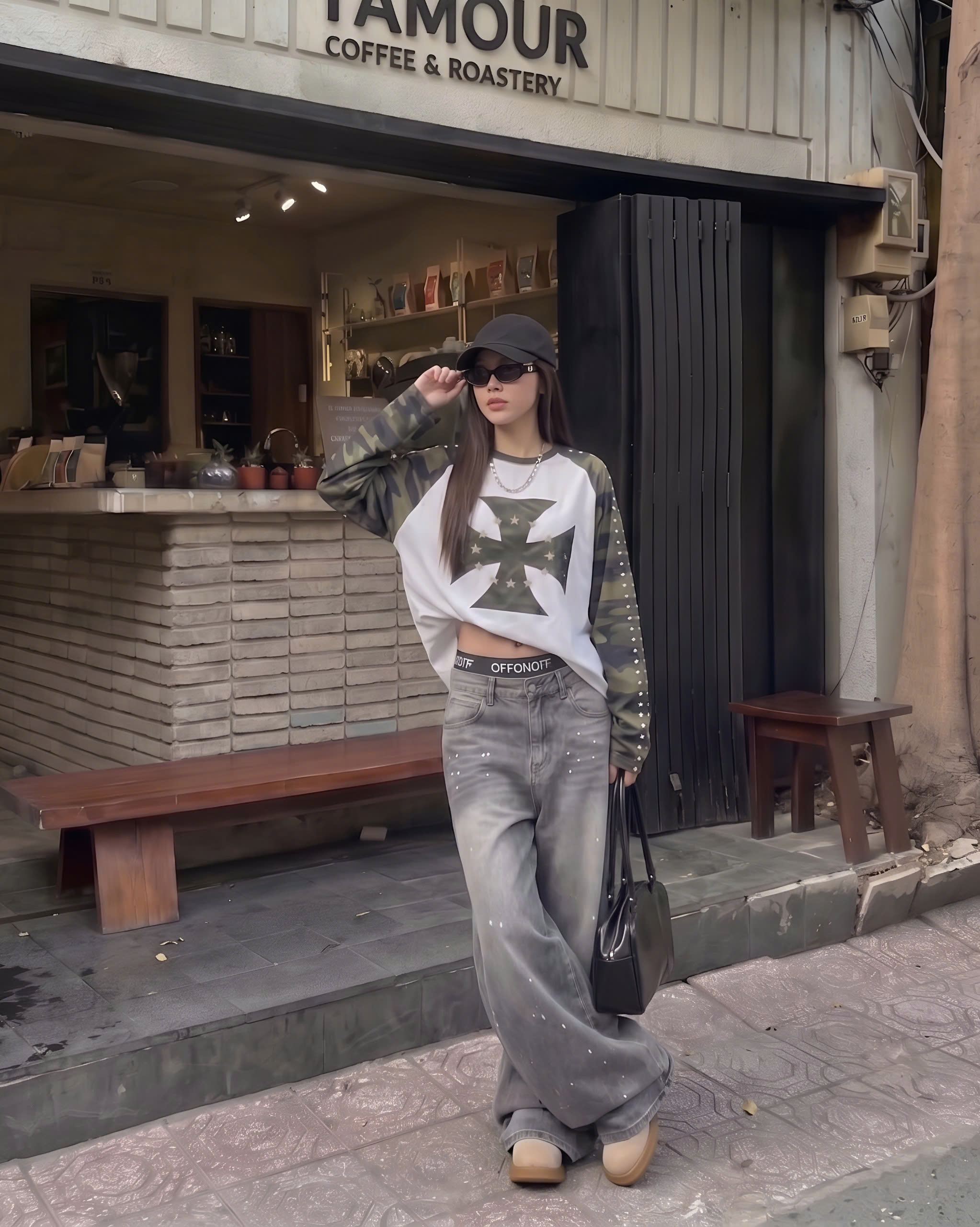 Áo Thun Tay Dài Form Boxy HIDDN Camo Cross Star Raglan_thumbnail_6
