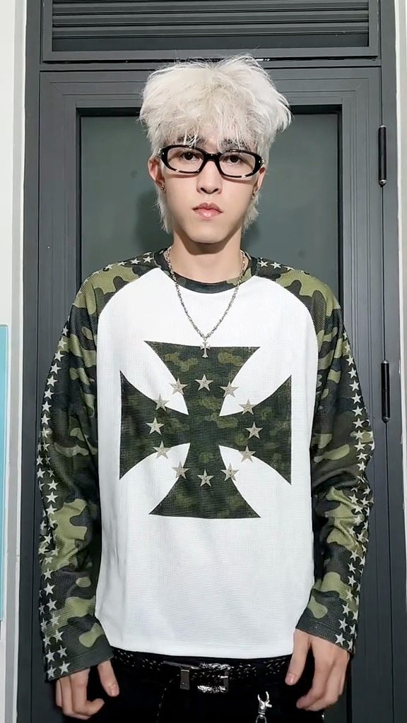 Áo Thun Tay Dài Form Boxy HIDDN Camo Cross Star Raglan_thumbnail_11