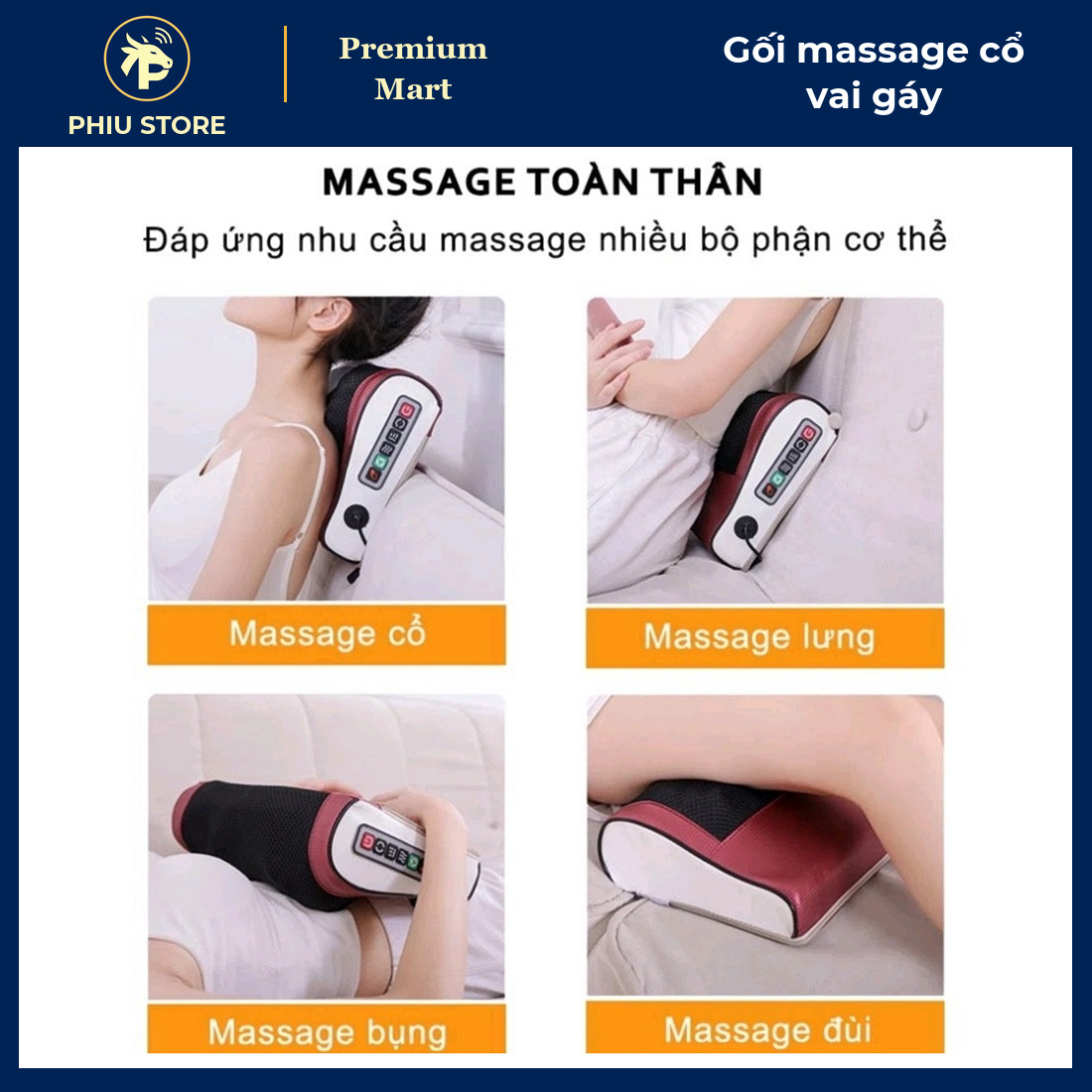 Gối Massage Cổ Vai Gáy 16 Bi Hồng Ngoại Làm Ấm, Đảo Chiều, 3 Mức Tốc Độ, Dùng Được Trên Ô Tô 12V - PHIU STORE_thumbnail_5