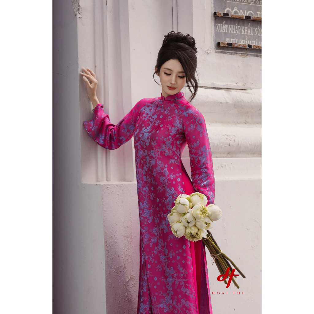 Áo dài cách tân Phượng Cẩm Hồng Sang trọng, chất lụa gấm cao cấp đi tiệc, lễ Tết | Hoài Thị - BST Sắc_thumbnail_4