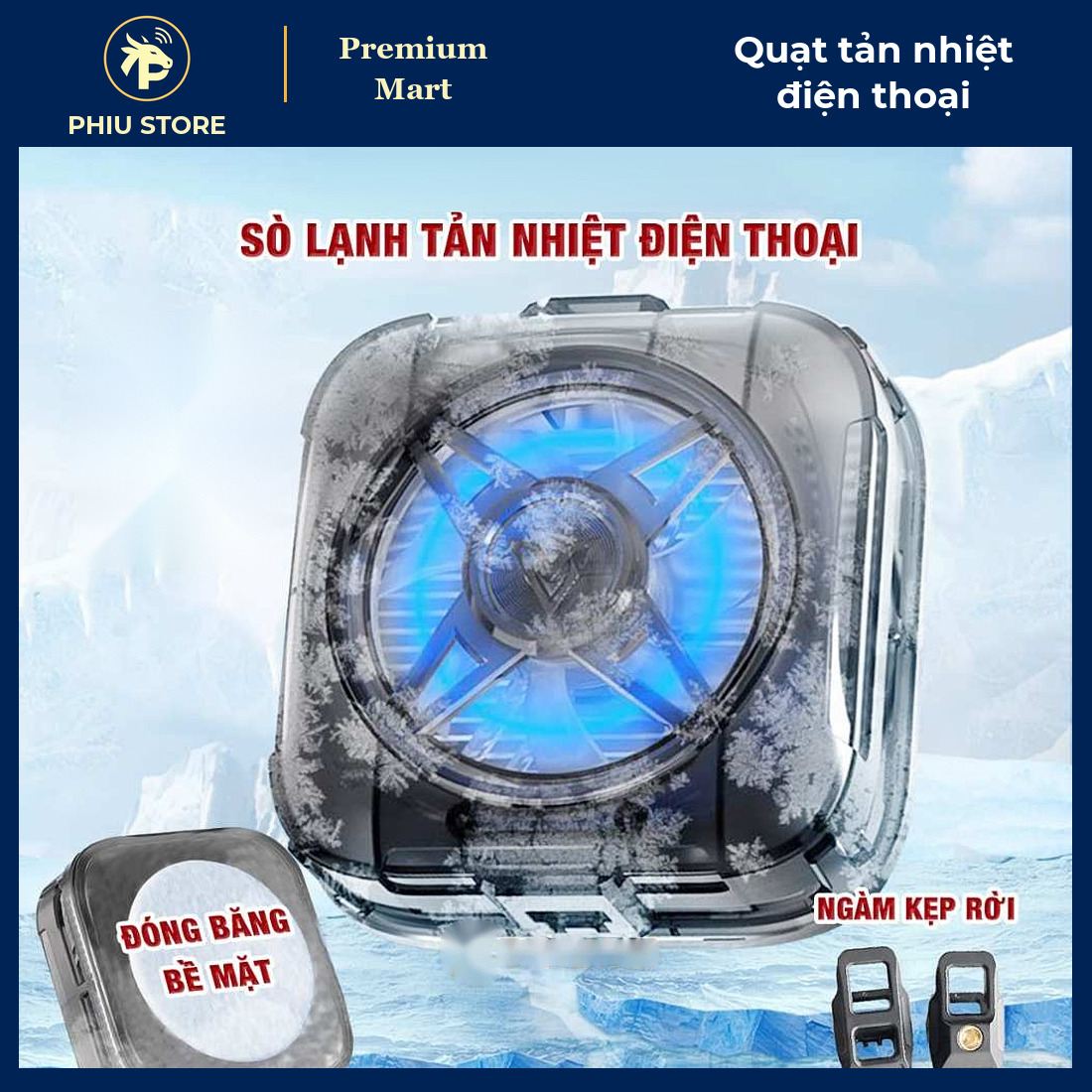 Quạt Tản Nhiệt Điện Thoại Sò Lạnh Từ Tính, Có Ngàm Kẹp, Đèn LED RGB - Làm Mát Khi Chơi Game - PHIU STORE_thumbnail_1