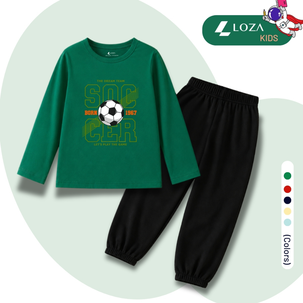 Set bộ Thu - Đông chất liệu cotton bé trai hình quả bóng Soccer - Loza Kids BW742_thumbnail_2