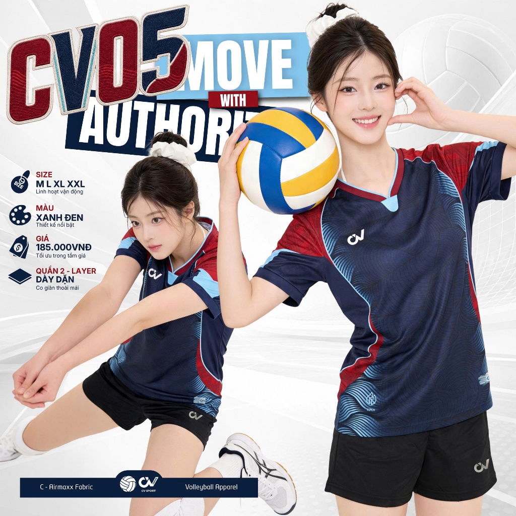 BST Quần Áo Bóng Chuyền CV CV05 Thun Mè C-Airrmax Thoáng Khí Thể Thao Đương Đại_thumbnail_8