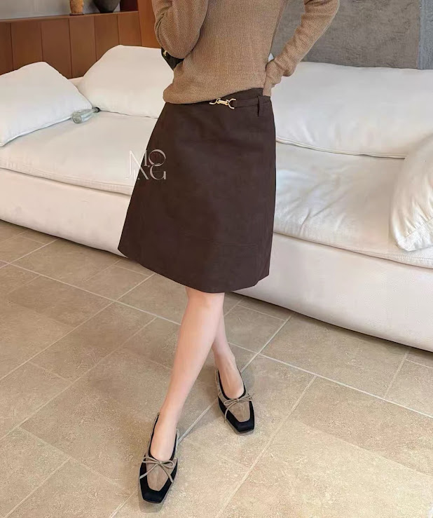 Lucas - Chân váy da lộn dáng lửng dáng A + belt da cài_thumbnail_3