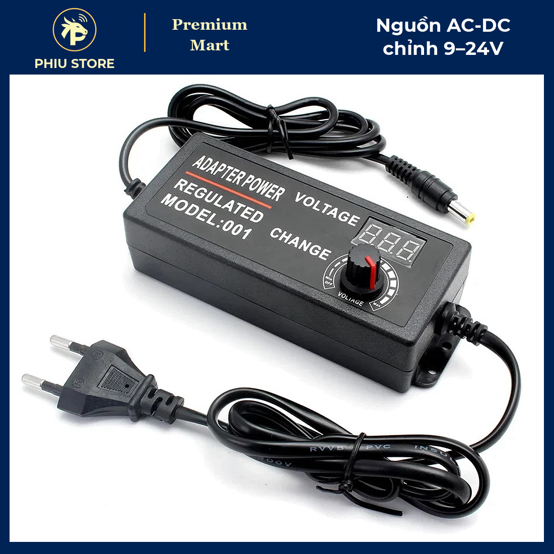 Bộ Nguồn Chuyển Đổi AC Sang DC Chỉnh Điện Áp 9–24V 3A 72W Có Màn Hình LED - Cấp Điện Cho Động Cơ, Đèn - PHIU STORE_thumbnail_3