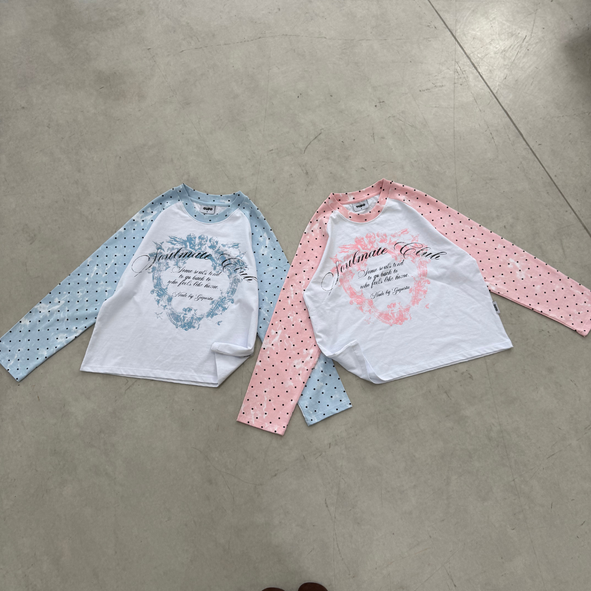 Áo Thun Tay Dài Raglan GUPO Sky Dot Chấm Bi Cotton Form Boxy Local Brand - ATD06_thumbnail_6