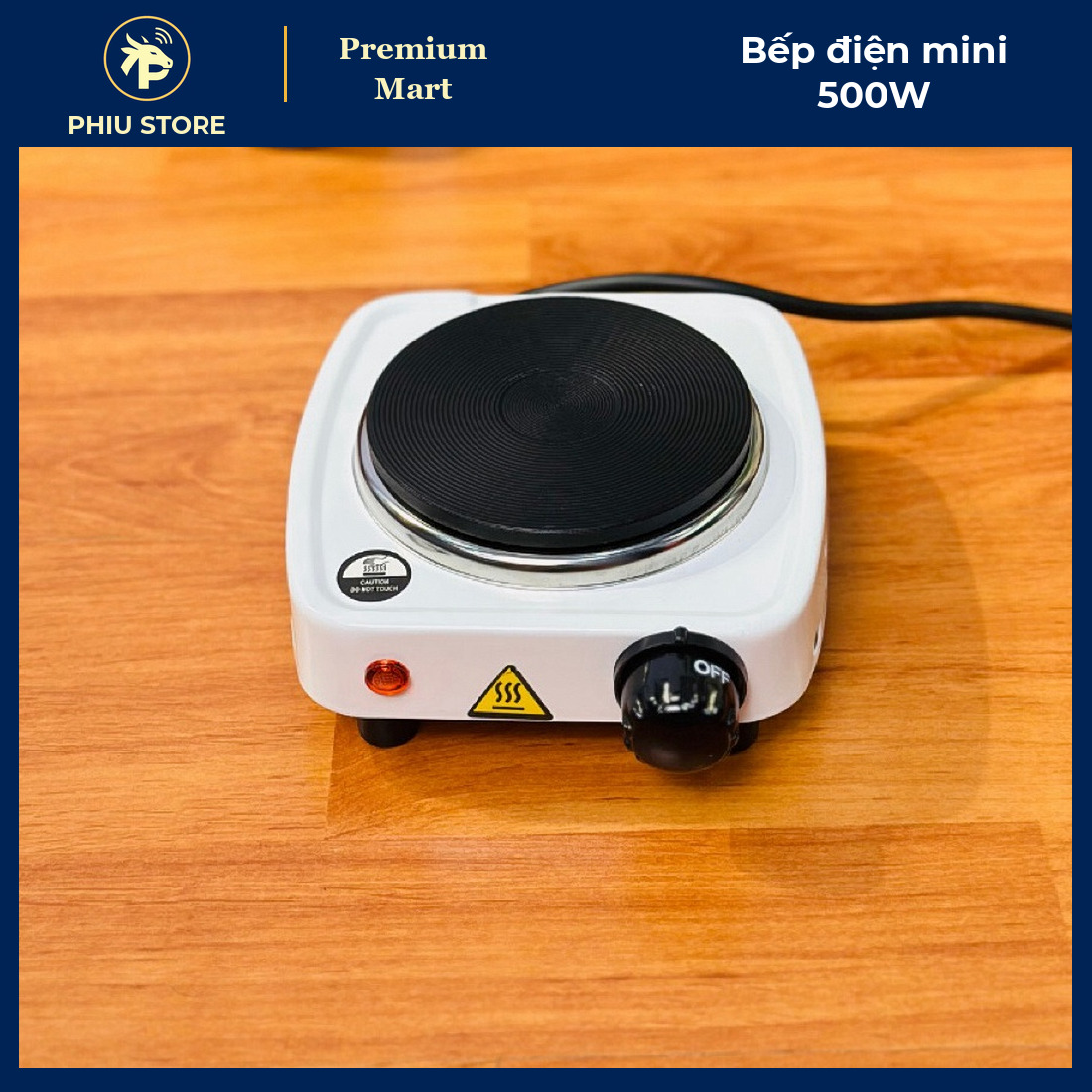 Bếp Điện Mini 500W Đun Nước Pha Trà, Cà Phê, Bình Moka, Nồi Nhỏ Dưới 10 Cm, Núm Xoay Chỉnh Nhiệt - PHIU STORE_thumbnail_2