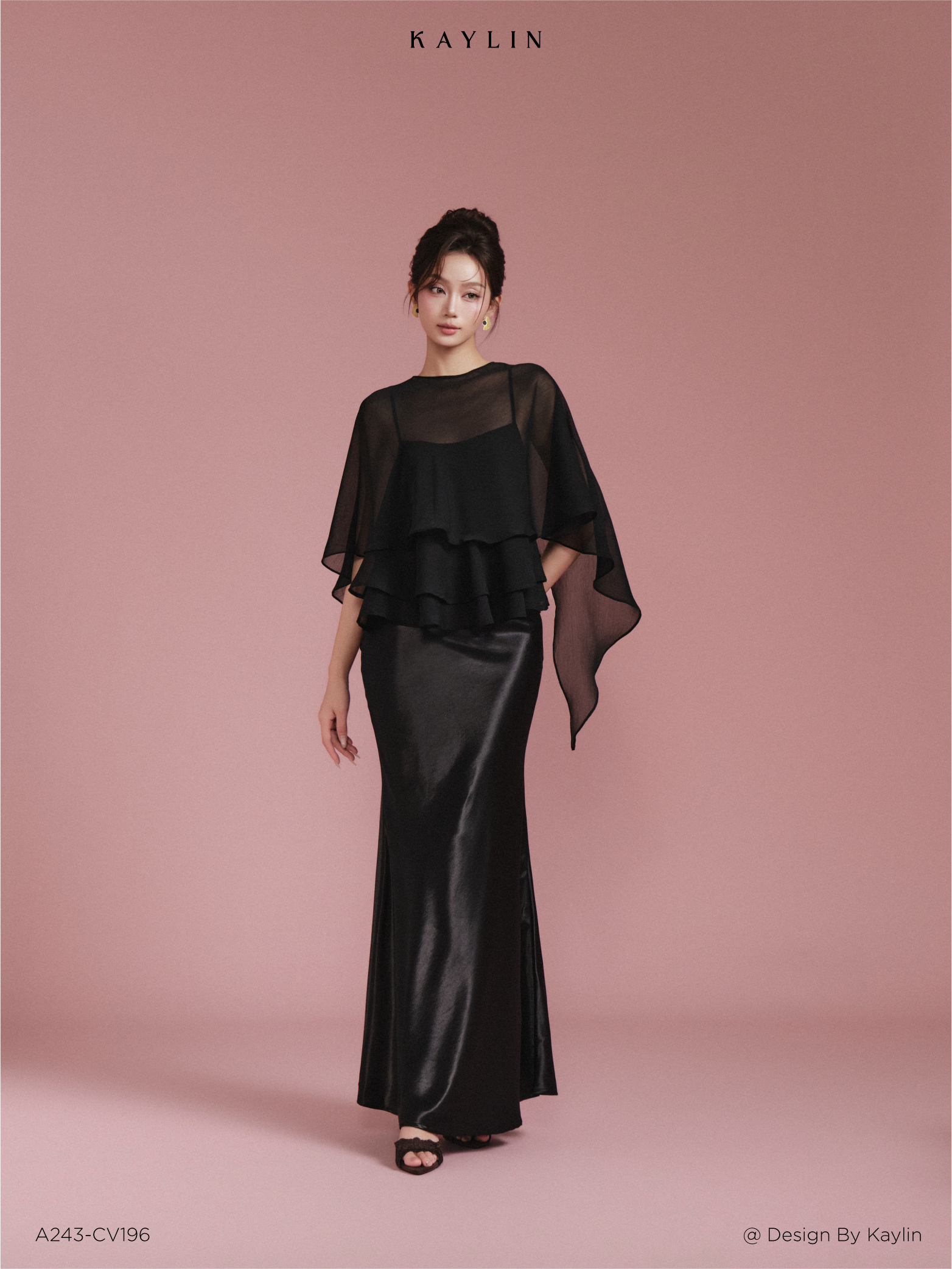 Áo Kiểu Tơ Voan Bèo Tầng Kèm Choàng Tà Dài KAYLIN Aveline Top