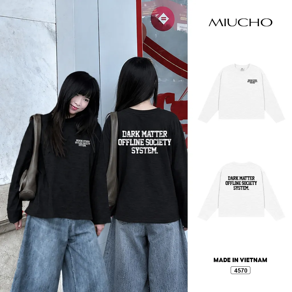 Áo thun dài tay cotton xước Miucho phong cách đường phố 4570_thumbnail_1
