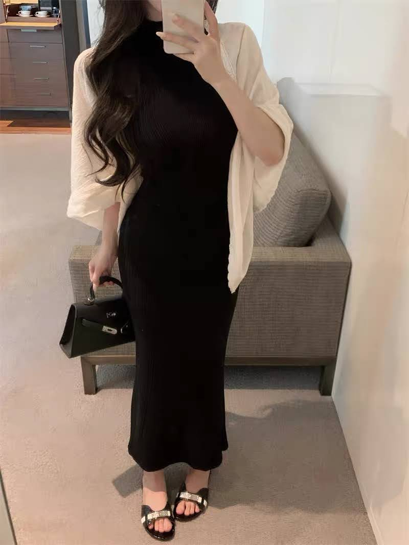 Lucas - Váy len zile ôm cổ 3p dáng dài