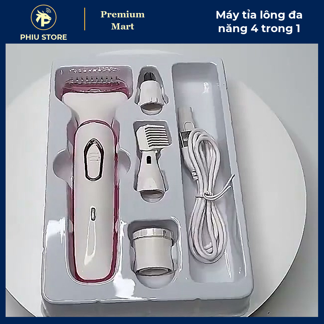 Máy Cạo Lông, Tỉa Lông Mày, Lông Mũi, Cạo Lông Mặt Đa Năng 4 Đầu Sạc USB Cho Nữ - PHIU STORE_thumbnail_2