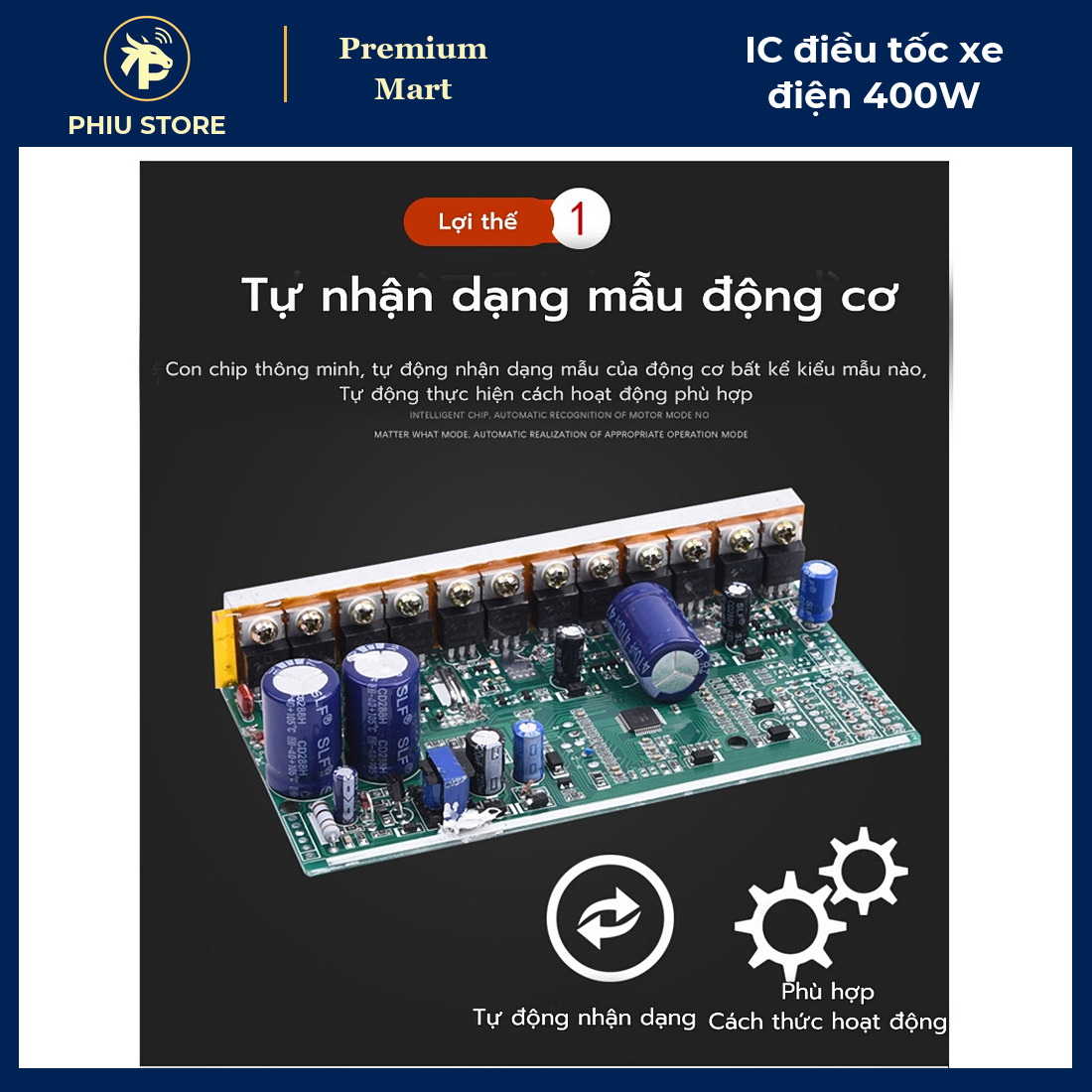 IC Điều Tốc Xe Điện 400W 36V 48V - Bộ Điều Khiển Động Cơ Không Chổi Than Vỏ Nhôm Sóng Sin - PHIU STORE_thumbnail_4