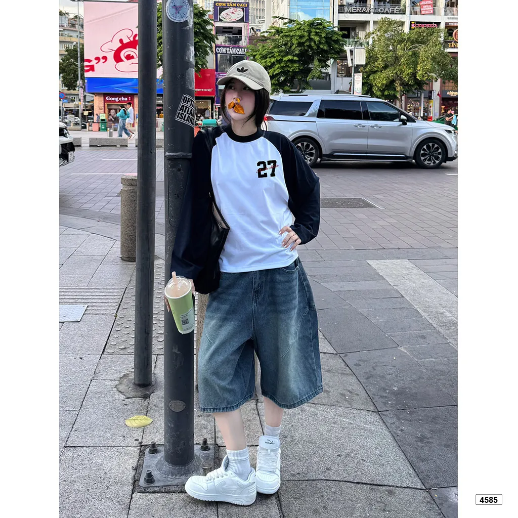 Áo thun nữ tay dài boxy Miucho phong cách thể thao 4585_thumbnail_6