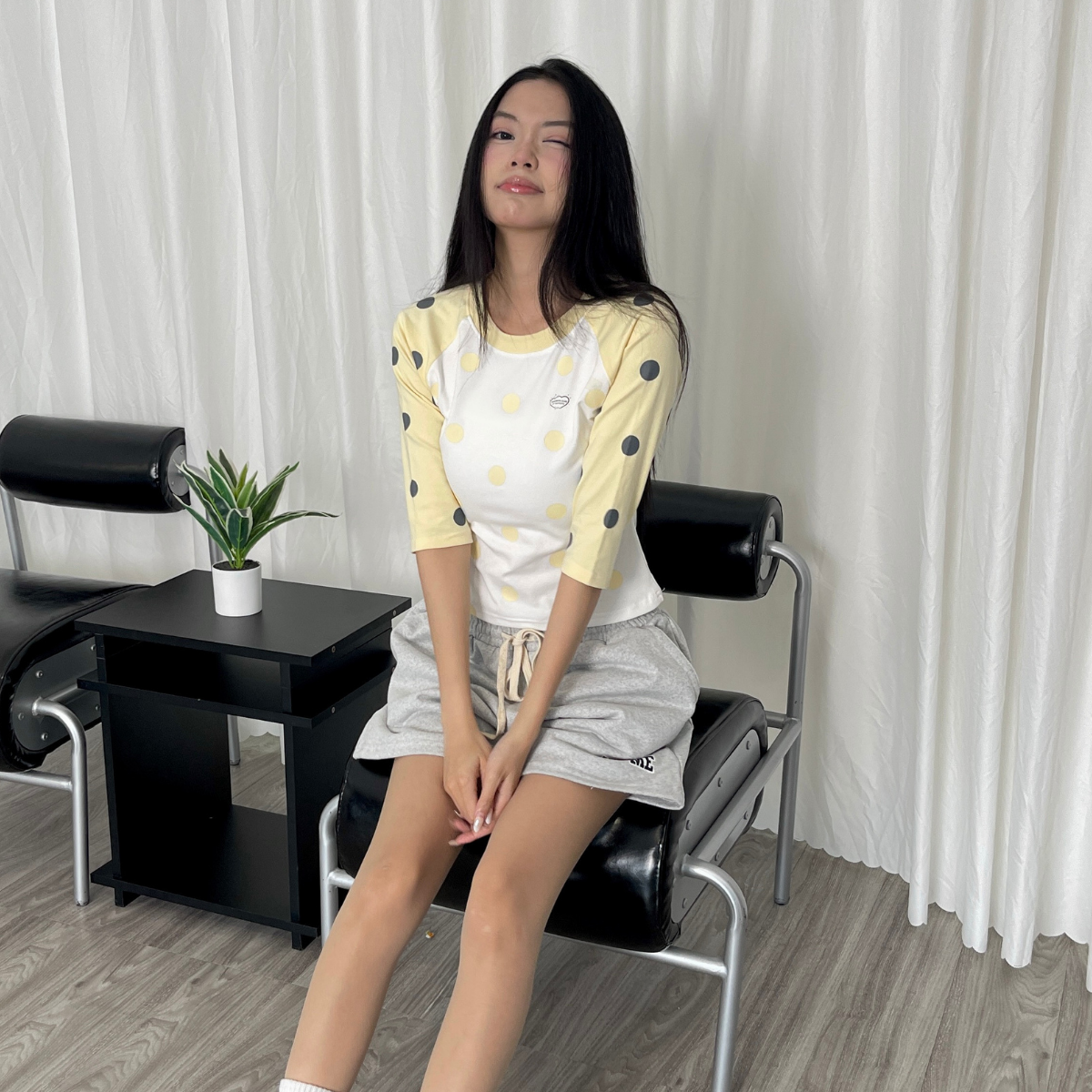Áo Raglan Tay Lửng GUPO Milky Dot Form Ôm Vừa Thun Cotton Borip Co Giãn Chấm Bi Phối Màu - ATL01_thumbnail_9