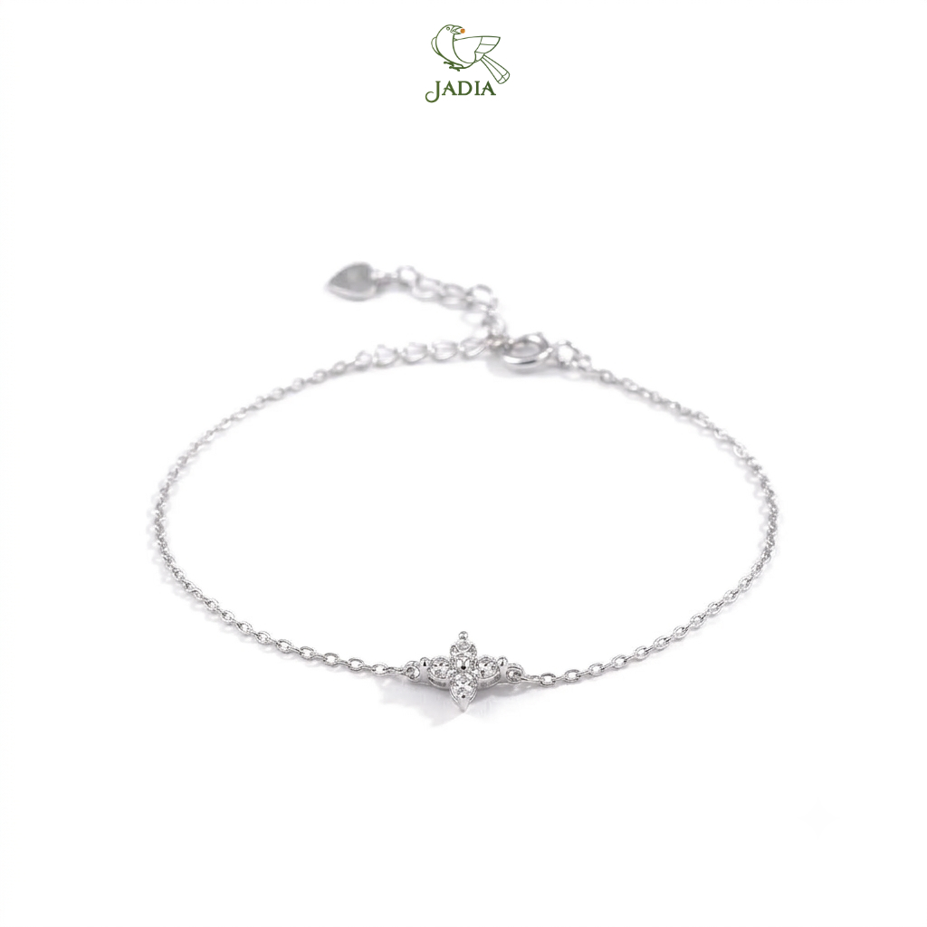  Lắc tay Flower4 - Bạc 925 mạ Rhodium đính đá Zircon 4 cánh