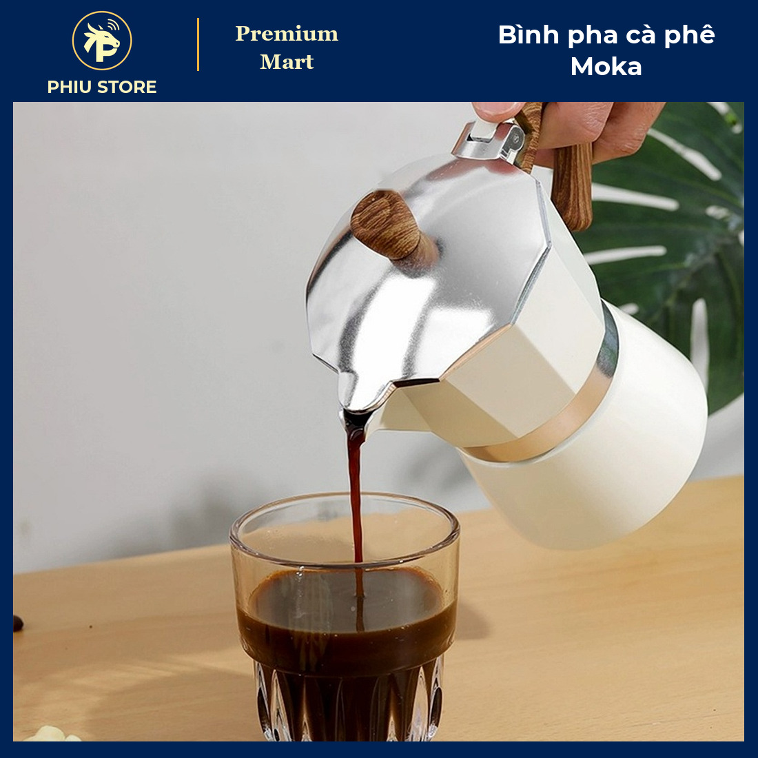 Bình Pha Cà Phê Moka Nhôm 150 Ml, 300 Ml Kiểu Ý - Ấm Pha Espresso Tại Nhà Hai Tầng Có Van An Toàn - PHIU STORE