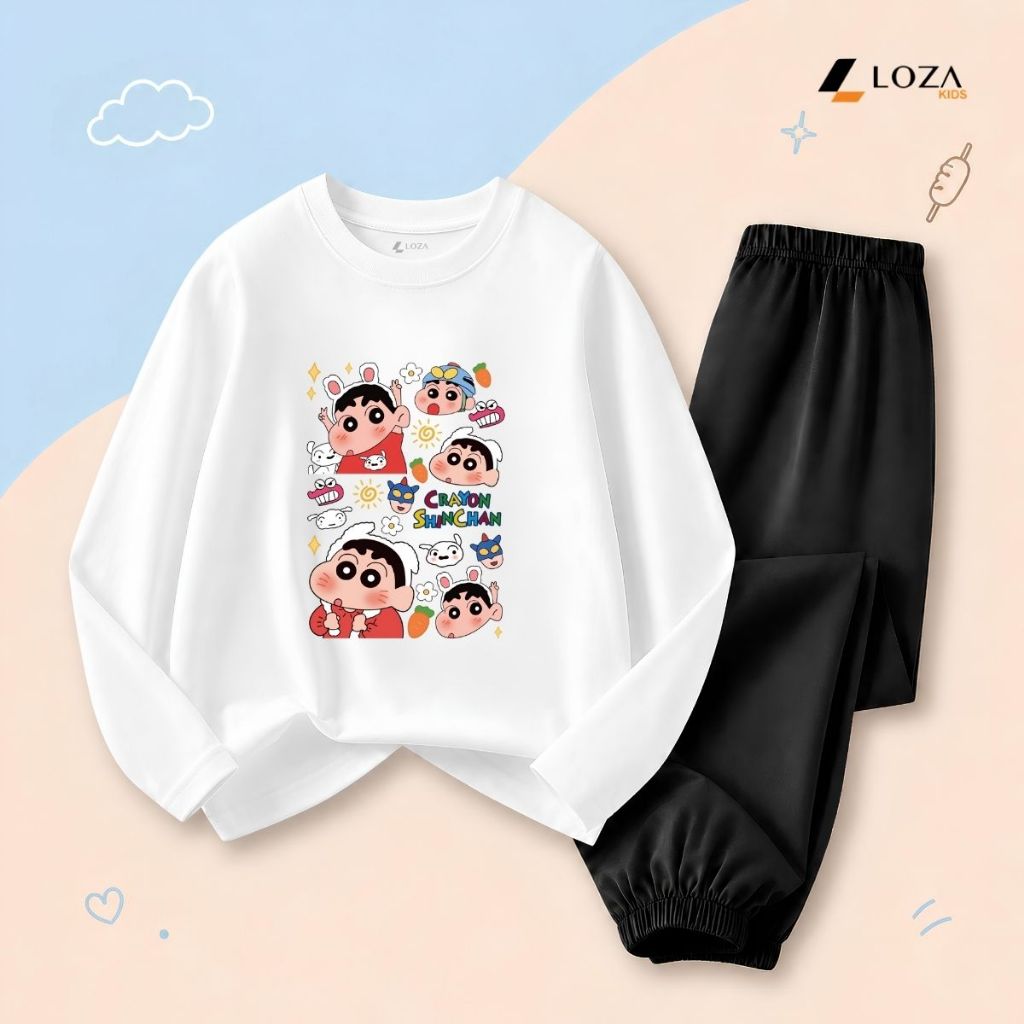 Set bộ Thu - Đông bé trai hình ShinChan  - Loza Kids BW003