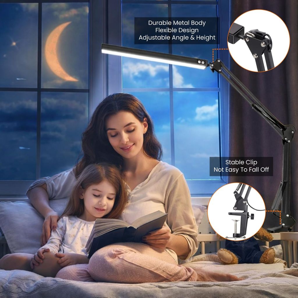 Đèn Kẹp Bàn Đọc Sách Cao Cấp Longtoo T09 –  Khung Hợp Kim Nhôm, Tiết Kiệm Điện_thumbnail_9