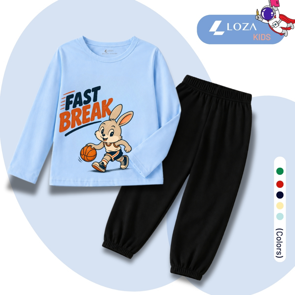 Set bộ Thu - Đông chất liệu cotton bé trai hình Thỏ đá bóng - Loza Kids BW745_thumbnail_3