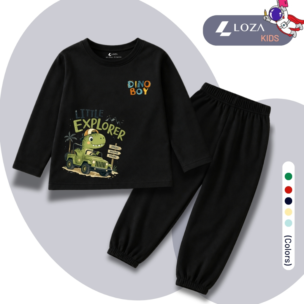 Set bộ Thu - Đông chất liệu cotton bé trai hình Khủng long lái xe - Loza Kids BW743_thumbnail_6