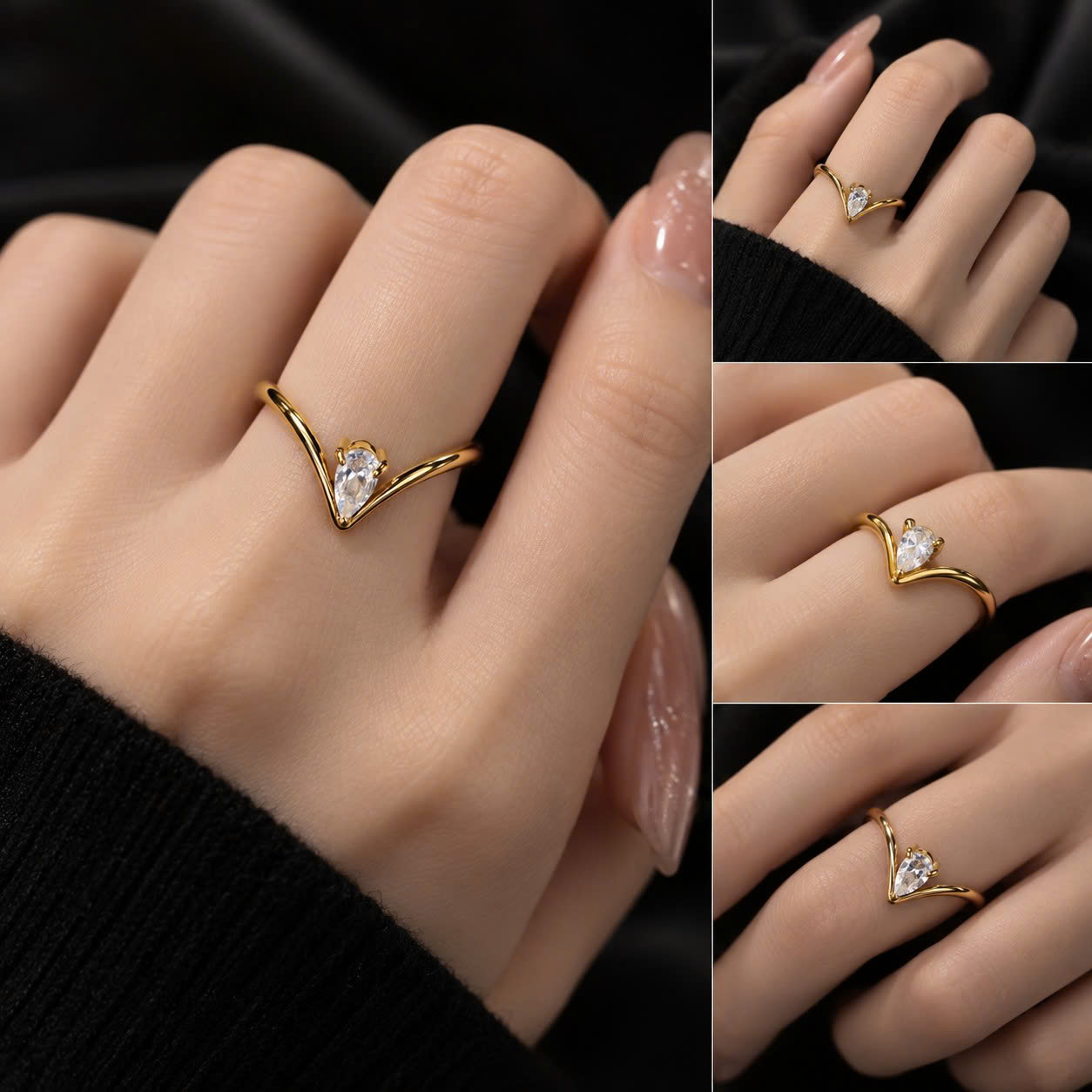 nhẫn kiểu mạ vàng chữ V kim cương trắng size 7_thumbnail_2