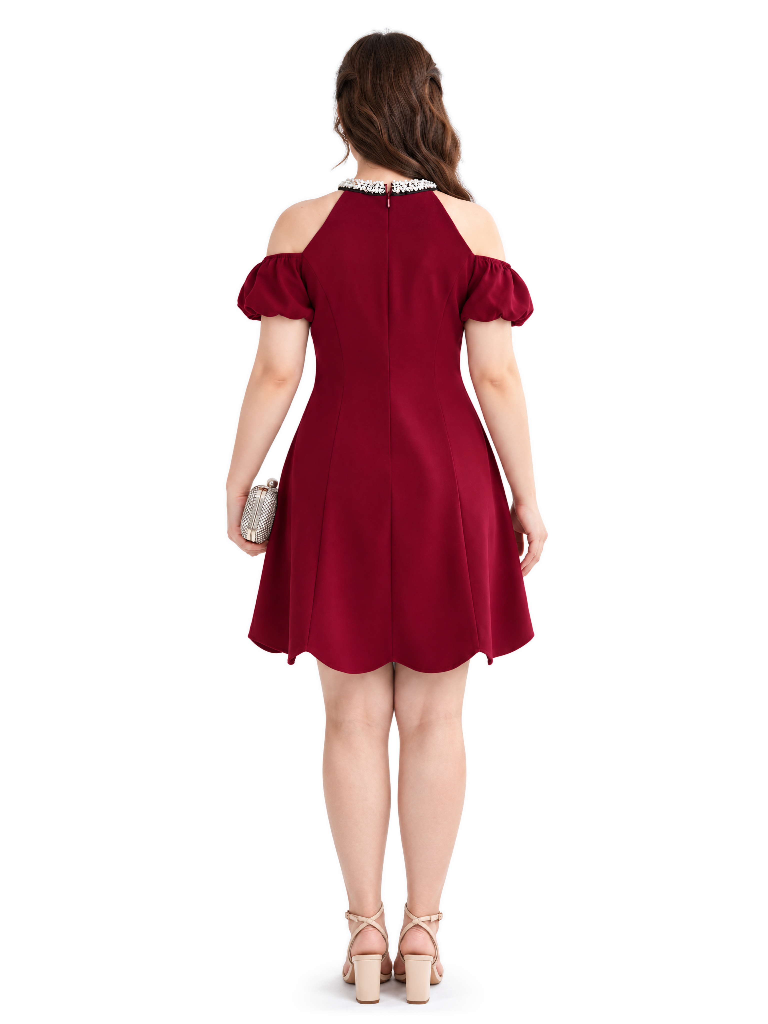 Đầm Dáng A Phối Đính Cườm Bigsize Tôn Eo Nhẹ - Đỏ - Vừa 55-95kg - V-DA196_thumbnail_2