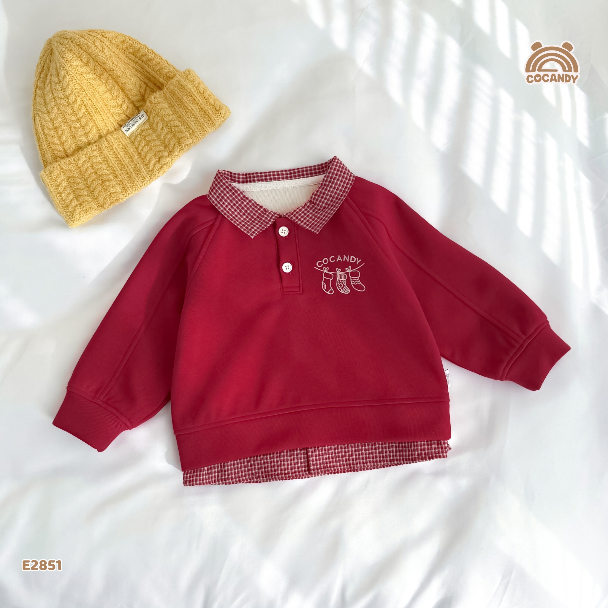 Áo dài nỉ ĐỎ phối caro họa tiết_thumbnail_2