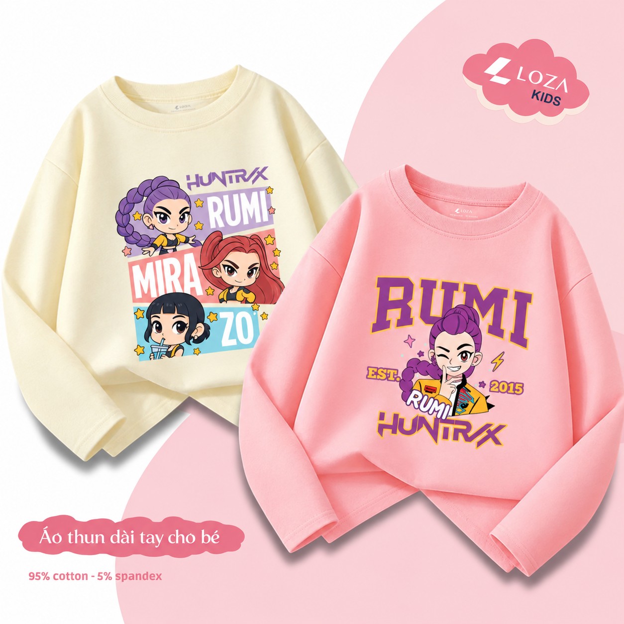 Áo thun dài tay bé gái hình band nhạc nữ Huntrix -  Loza Kids KT016_thumbnail_2