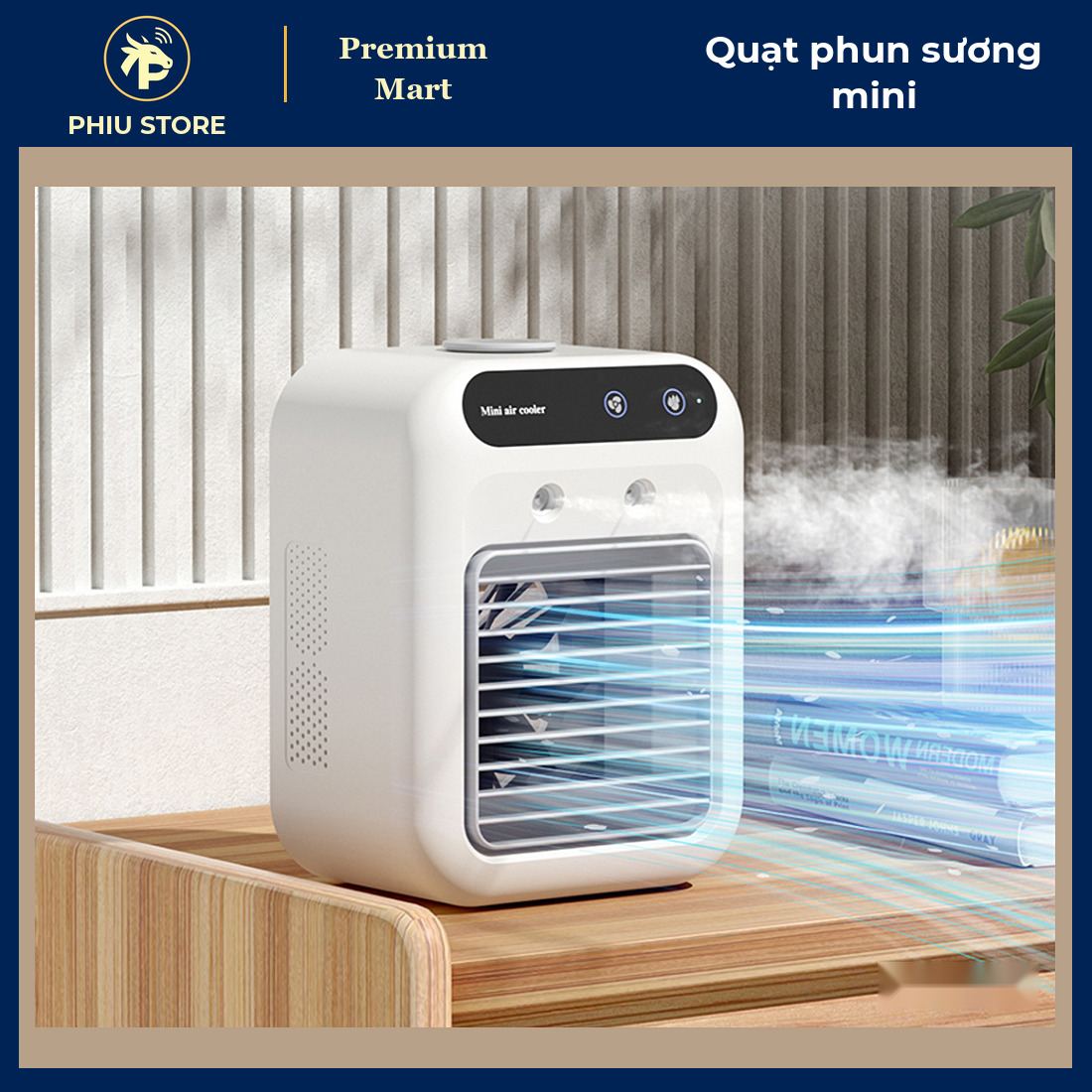 Quạt Phun Sương Tích Điện Mini Để Bàn, Bình Nước 500 Ml, 2 Tốc Độ Gió, Sạc Type C, Quạt Hơi Nước Làm Mát - PHIU STORE_thumbnail_1
