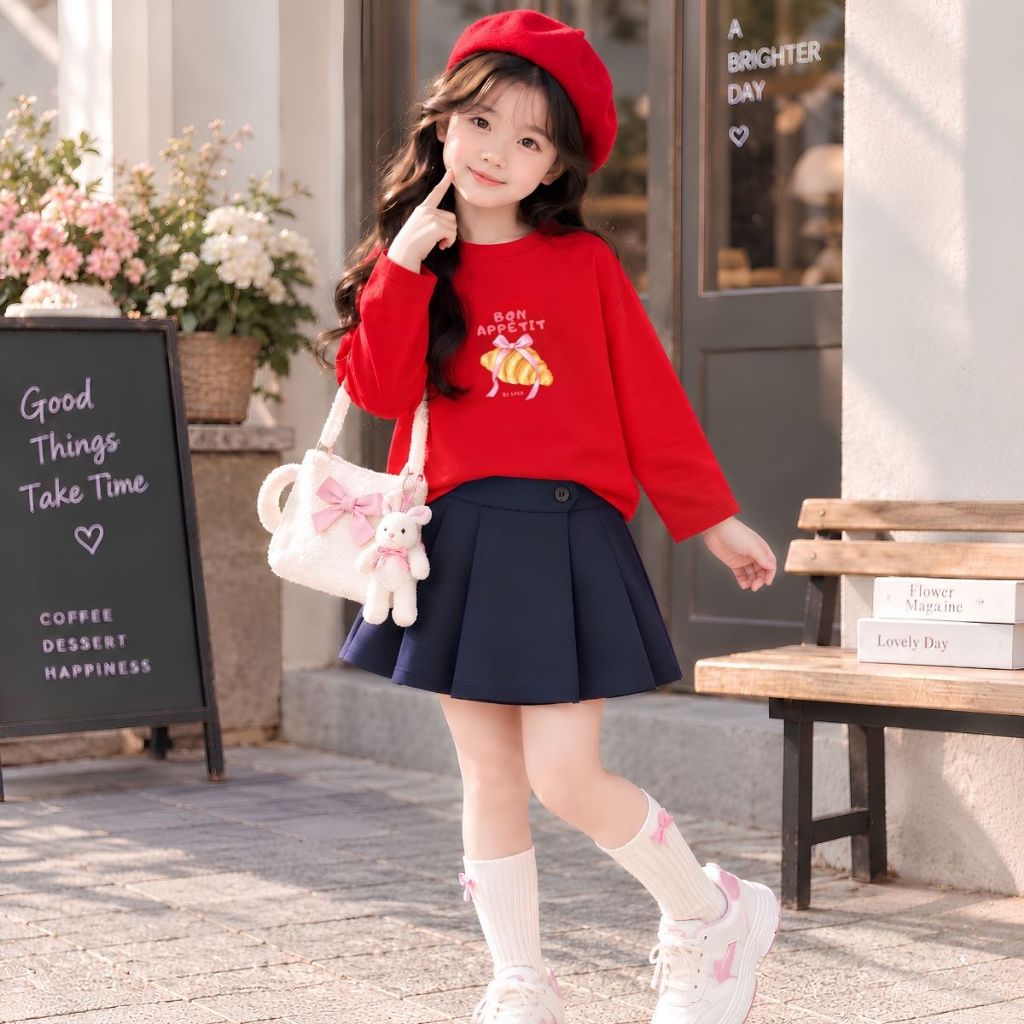 Áo thun dài tay bé gái in hình chiếc bánh mỳ nơ hồng - Loza Kids KTV3740_thumbnail_6