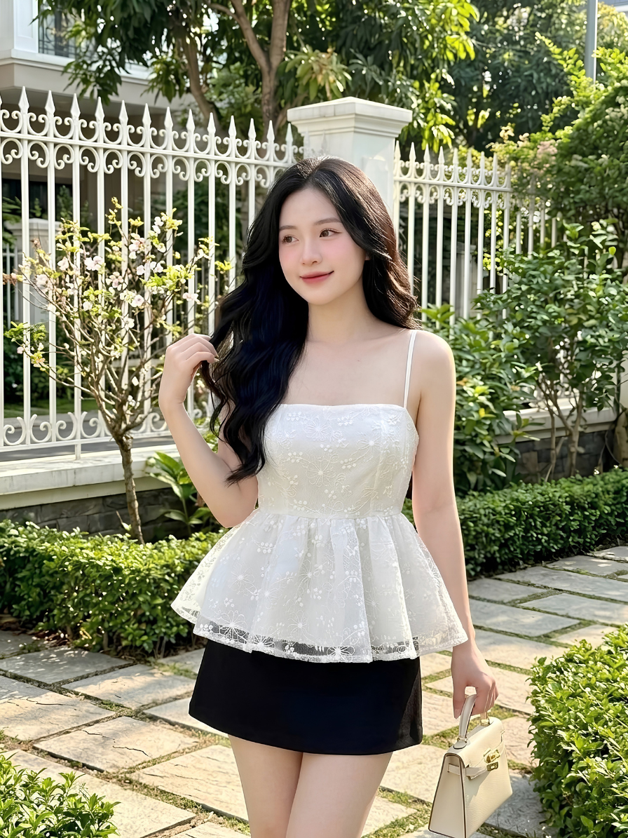 M43 - Set Áo Ren Peplum và Chân Váy Cao Cấp_thumbnail_3