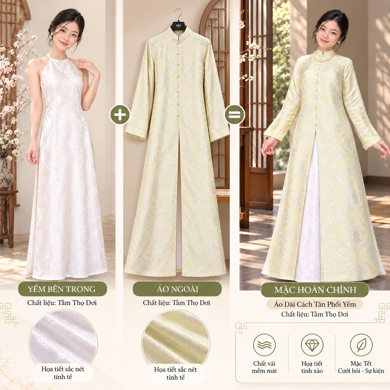 Áo Dài Cách Tân Nữ Tằm Thọ Dơi Phối Yếm Dáng Suông – CT27-05_thumbnail_2
