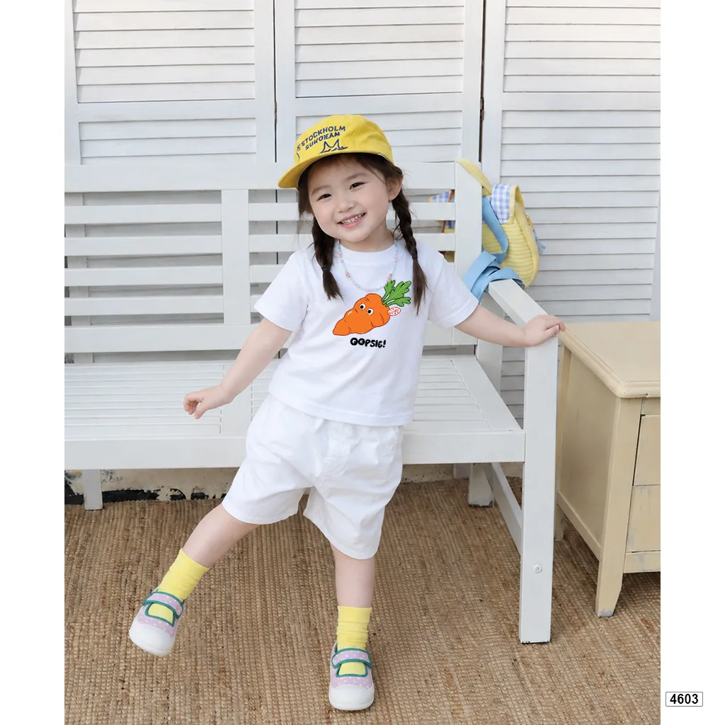 Áo thun trẻ em Kado cổ tròn in hình cà rốt hoạt hình dễ thương vui nhộn cho bé trai bé gái 4603_thumbnail_4