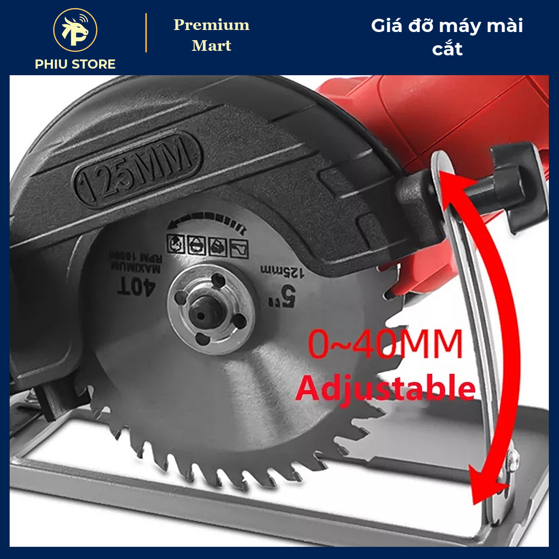 Giá Đỡ Máy Mài Góc Thành Máy Cắt Bàn Có Ống Hút Bụi, Chỉnh Sâu 0–40 Mm, Góc 0–45° - Cắt Gỗ, Gạch, Nhôm - PHIU STORE_thumbnail_3