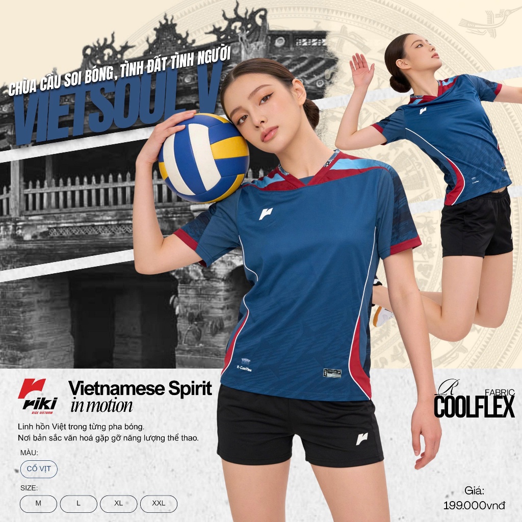 BST Quần Áo Bóng Chuyền Có Túi Riki Vietsoul V Thun Mè R-Coolflex Thể Thao Đương Đại_thumbnail_7