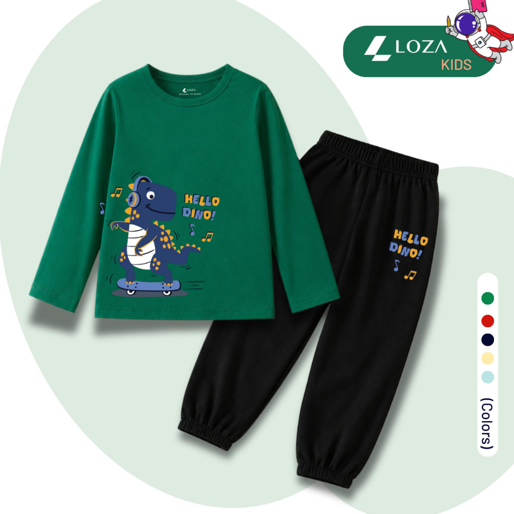 Set bộ Thu - Đông chất liệu cotton bé trai hình Khủng long Hello Dino- Loza Kids BW717_thumbnail_5