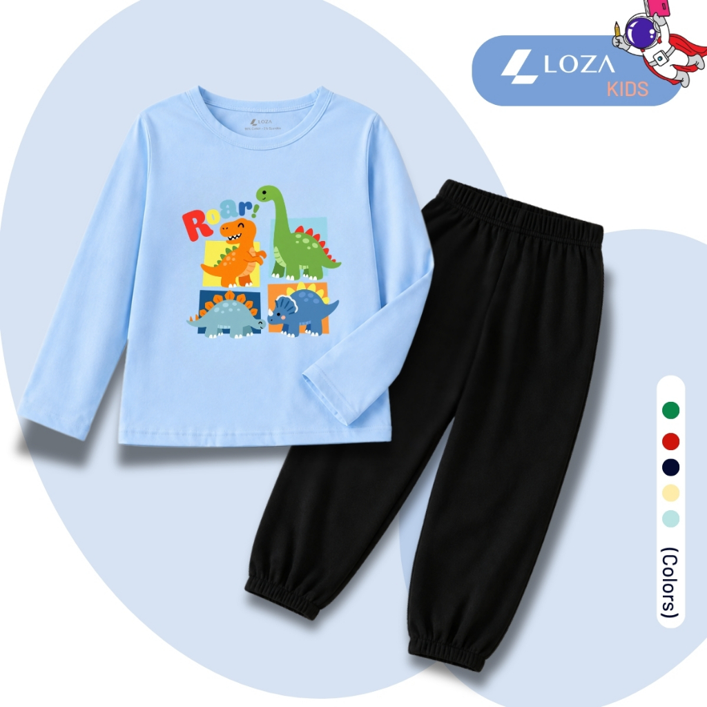 Set bộ Thu - Đông chất liệu cotton cho bé hình khủng long sắc màu - Loza BW746_thumbnail_2